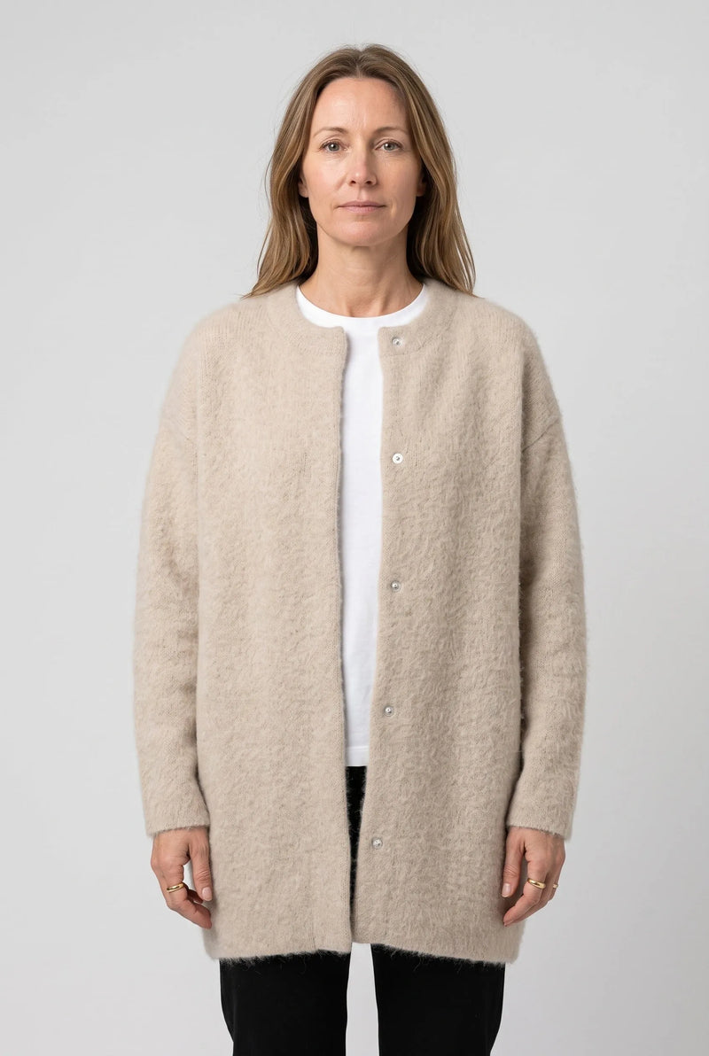 Longline Knit Cardigan with Button Front and Pockets
