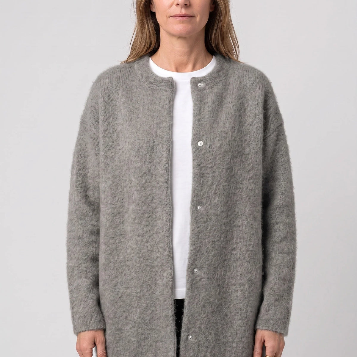 Longline Knit Cardigan with Button Front and Pockets