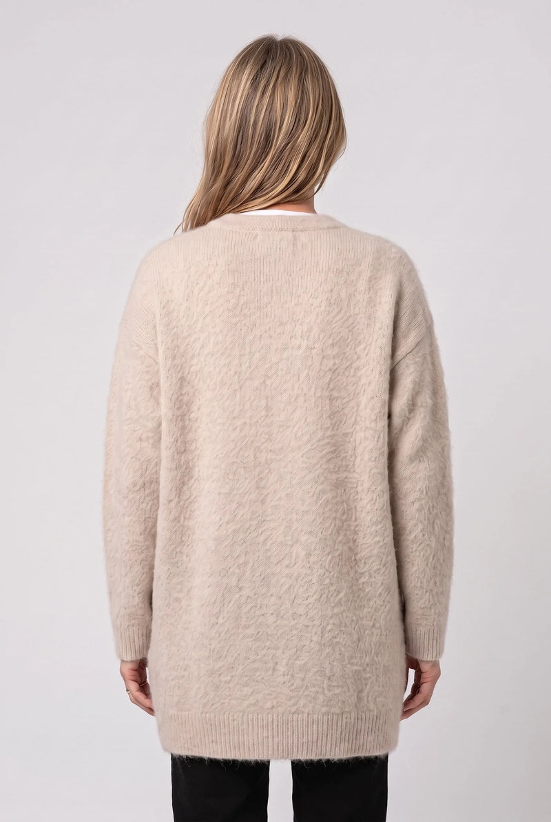 Longline Knit Cardigan with Button Front and Pockets