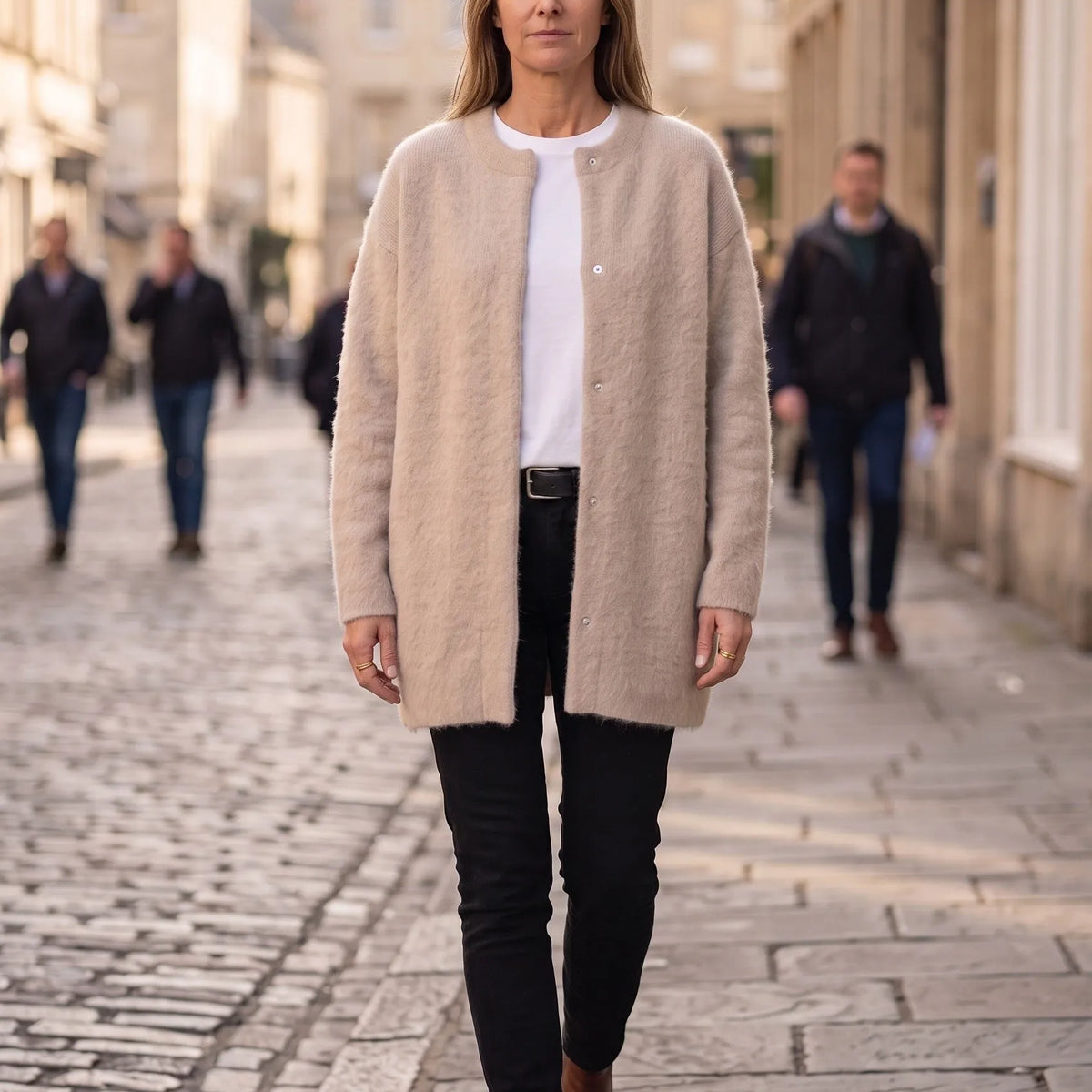 Longline Knit Cardigan with Button Front and Pockets