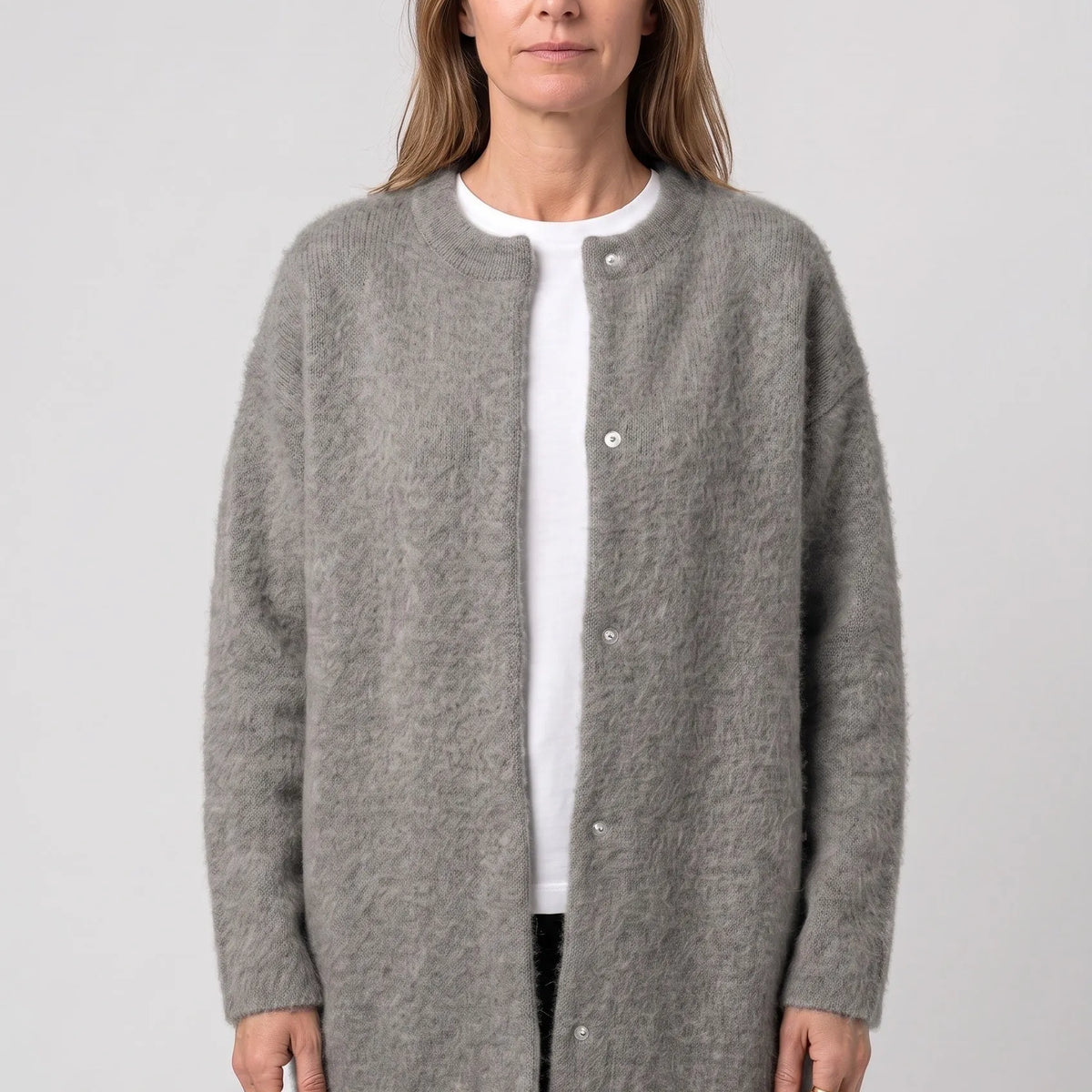 Longline Knit Cardigan with Button Front and Pockets