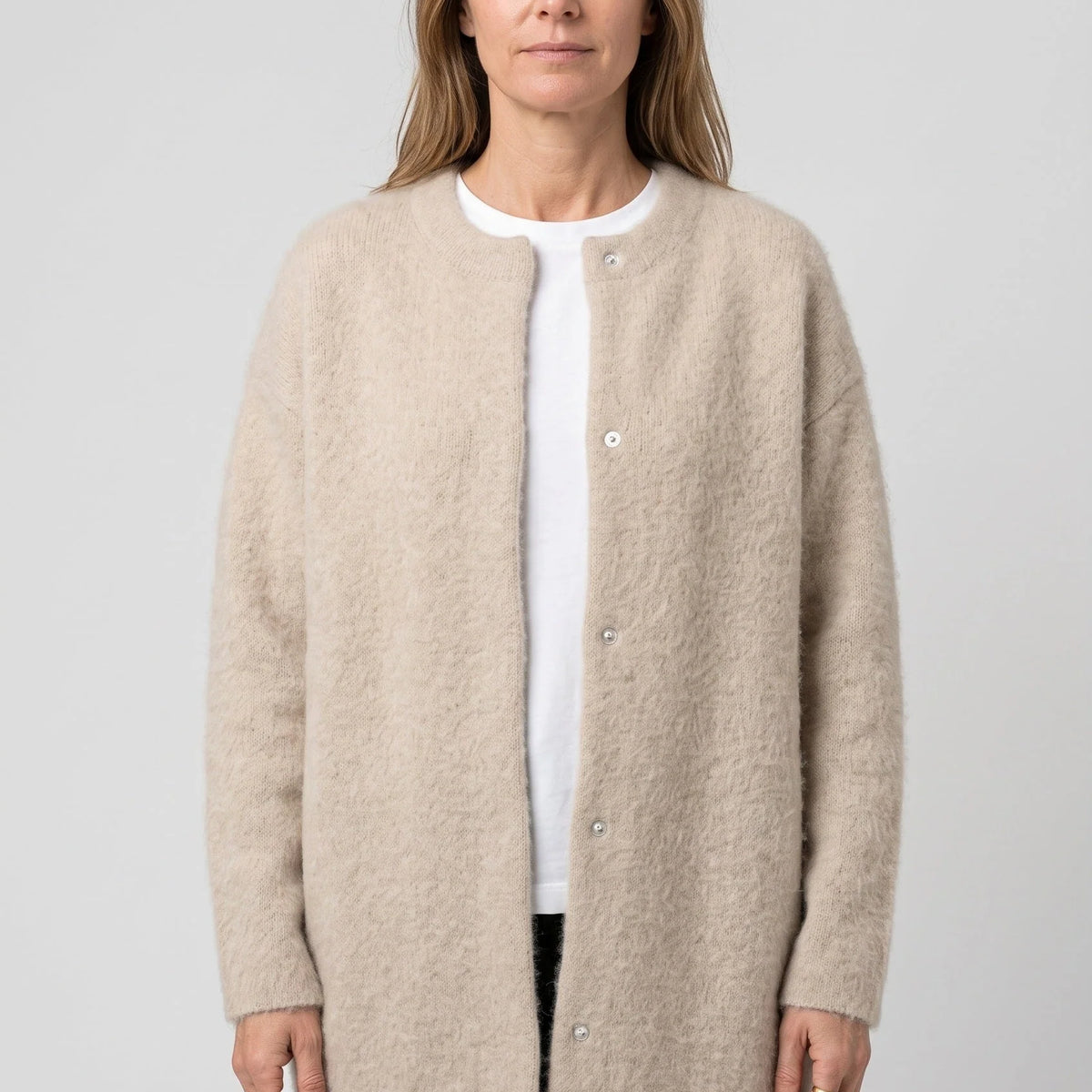Longline Knit Cardigan with Button Front and Pockets