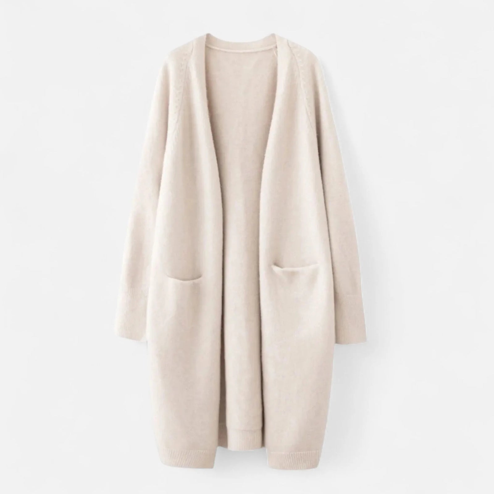 Longline Open Front Knit Cardigan with Pockets