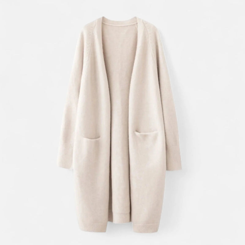 Longline Open Front Knit Cardigan with Pockets