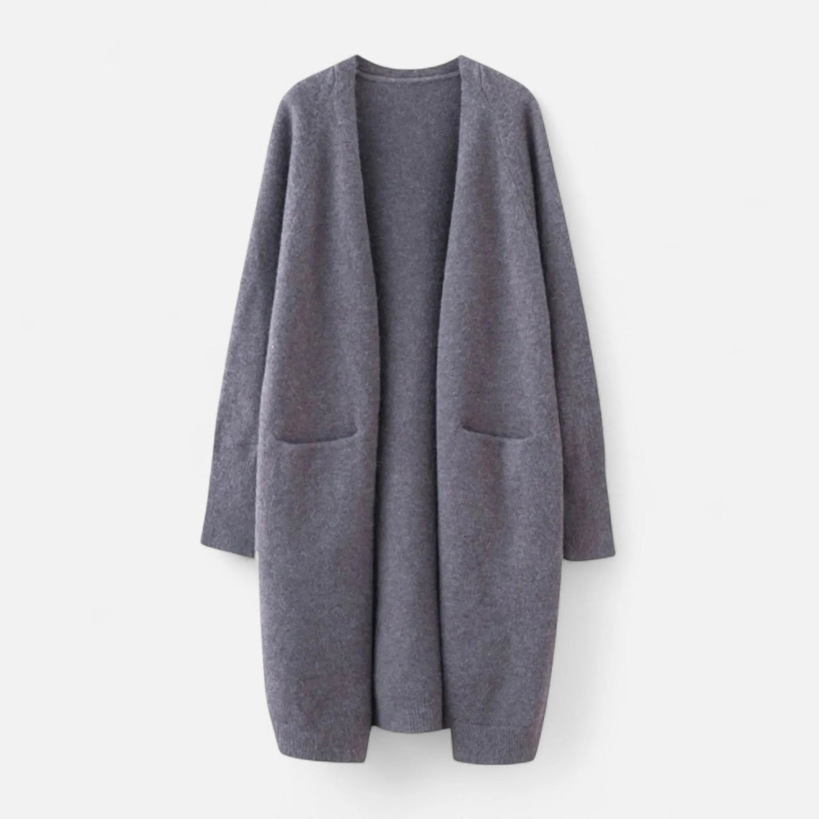 Longline Open Front Knit Cardigan with Pockets