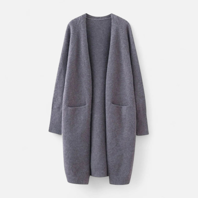 Longline Open Front Knit Cardigan with Pockets