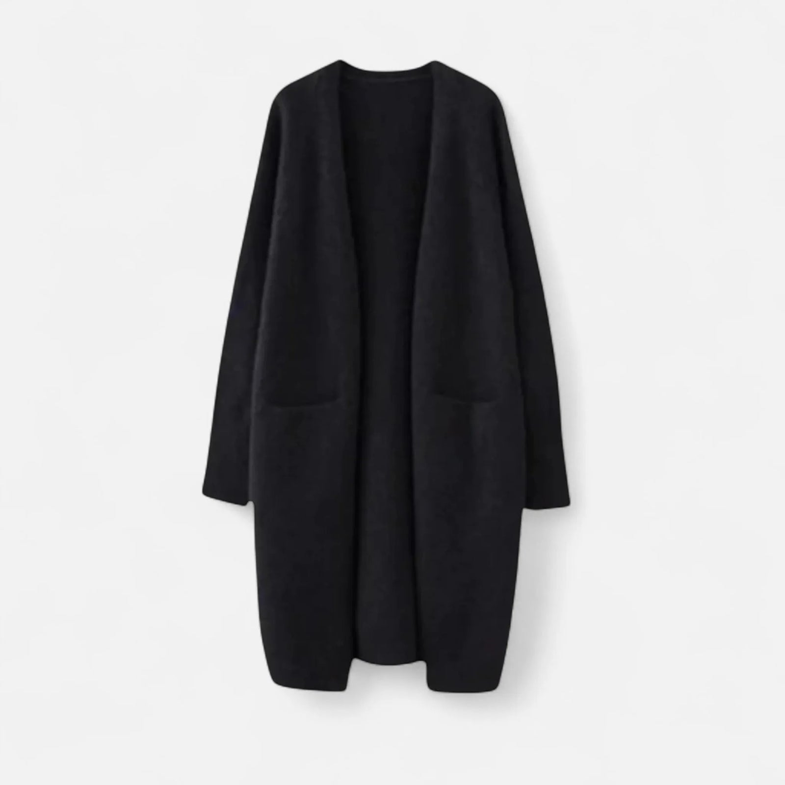 Longline Open Front Knit Cardigan with Pockets