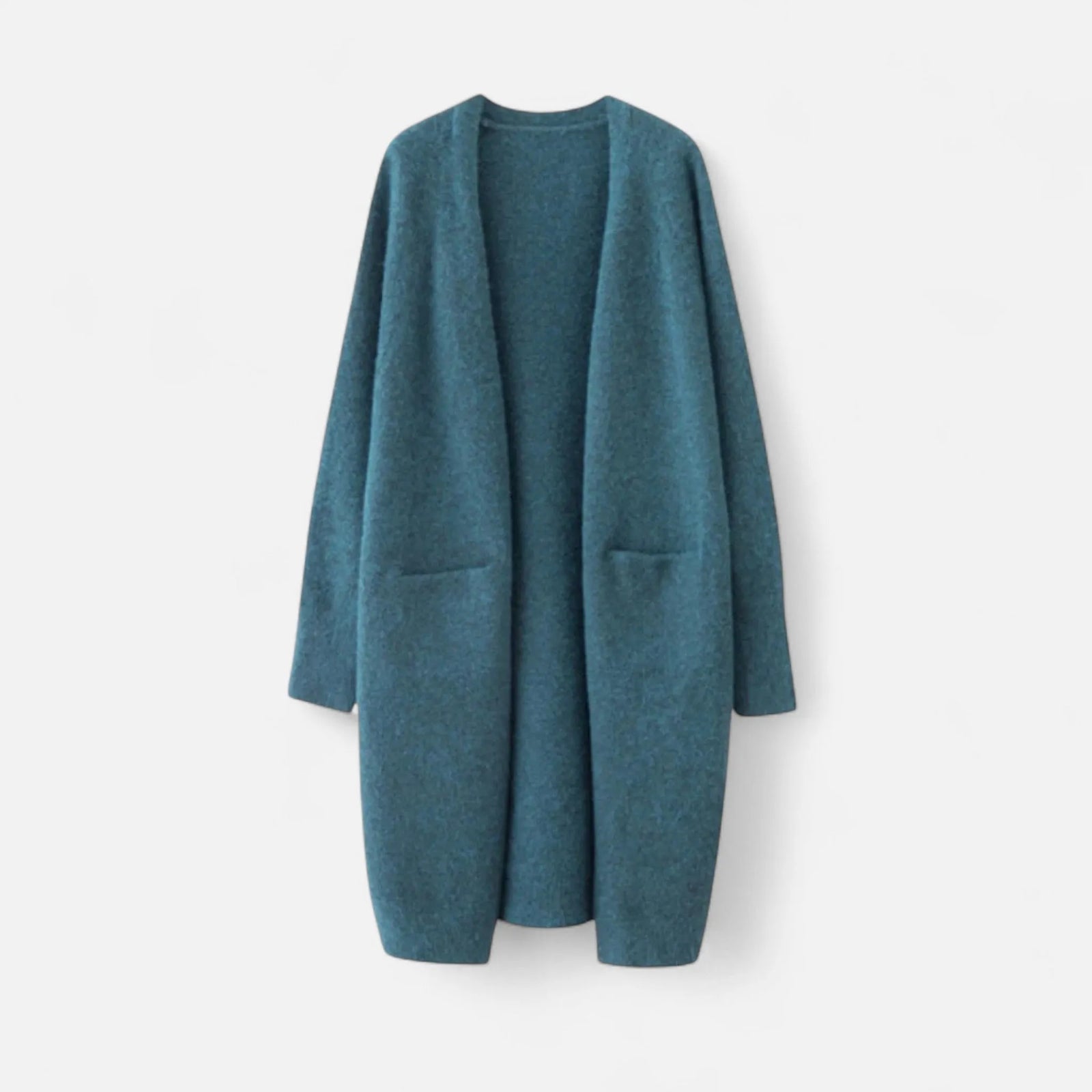 Longline Open Front Knit Cardigan with Pockets