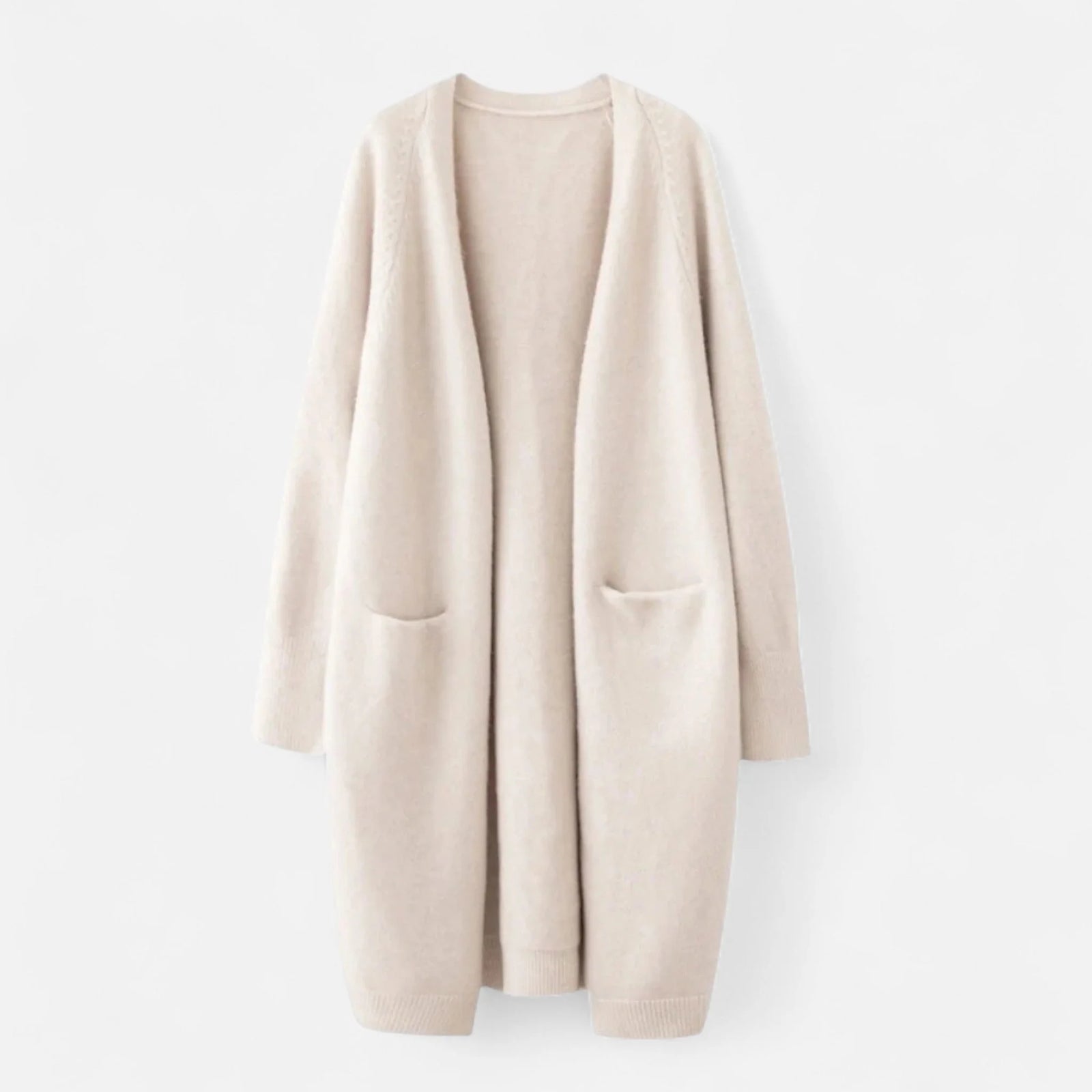 Longline Open Front Knit Cardigan with Pockets