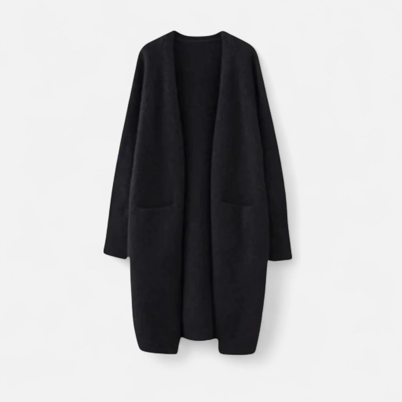 Longline Open Front Knit Cardigan with Pockets