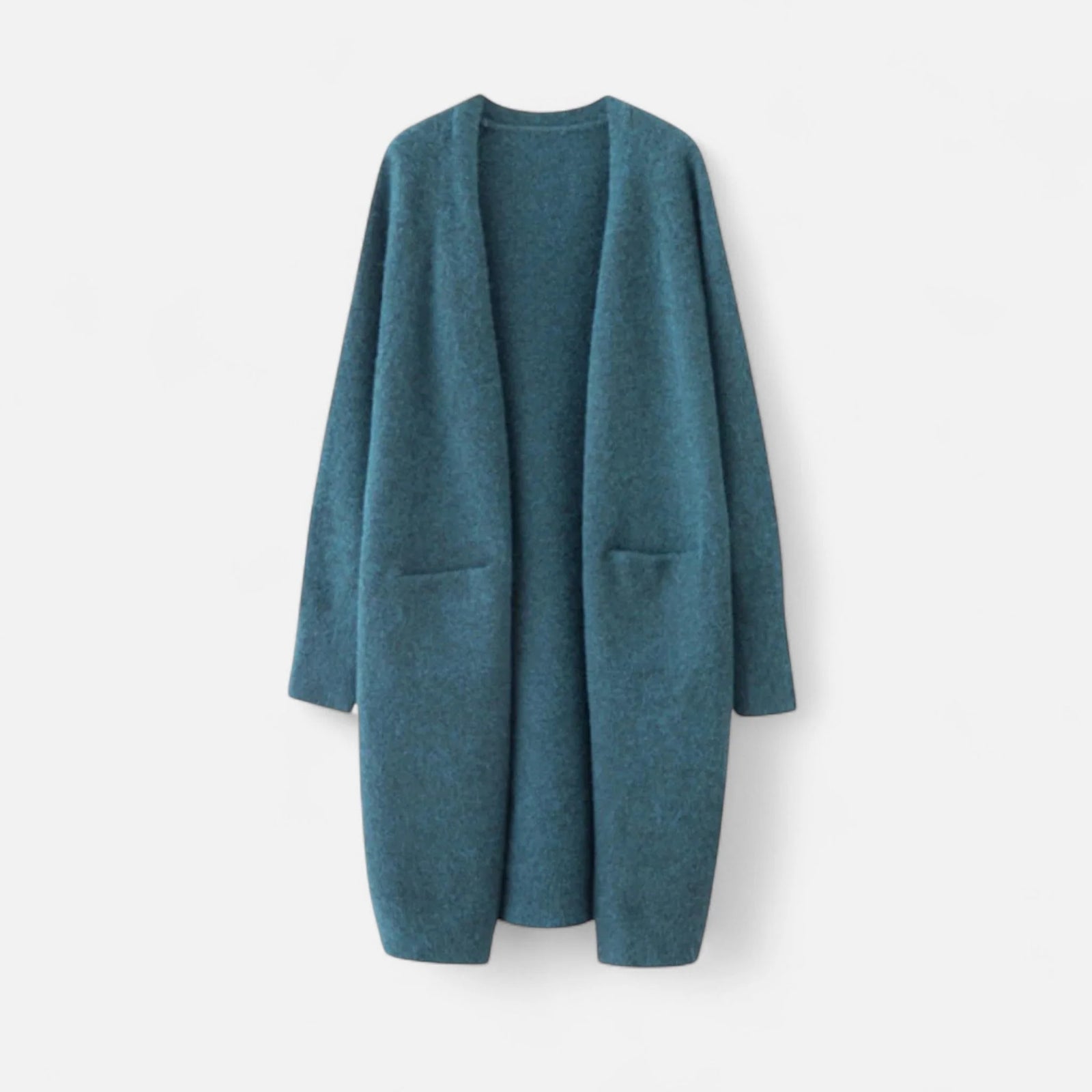 Longline Open Front Knit Cardigan with Pockets
