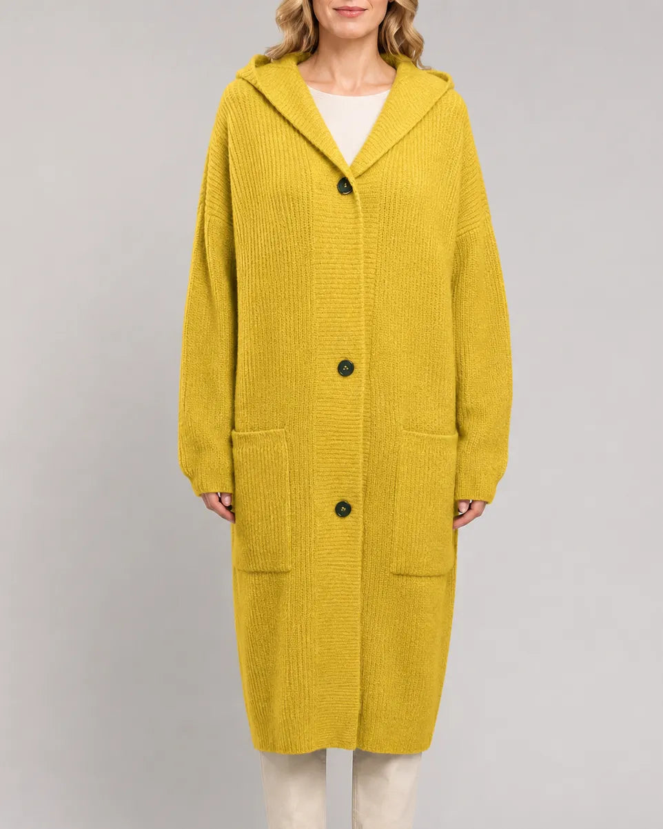 Longline V-Neck Knit Cardigan with Button Front and Pockets
