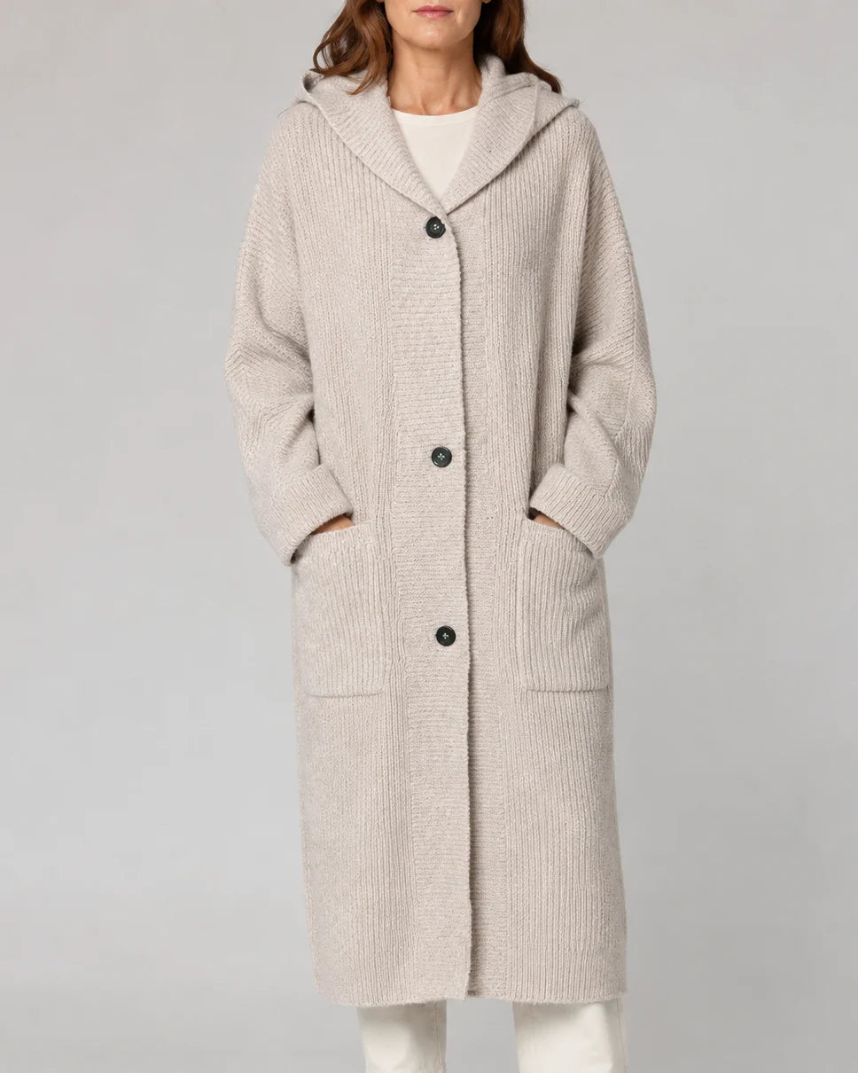 Longline V-Neck Knit Cardigan with Button Front and Pockets