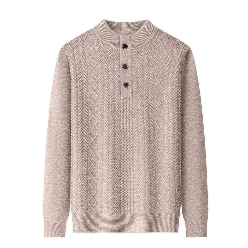 Men's Knit Henley Winter Sweater | Casual Warm Pullover