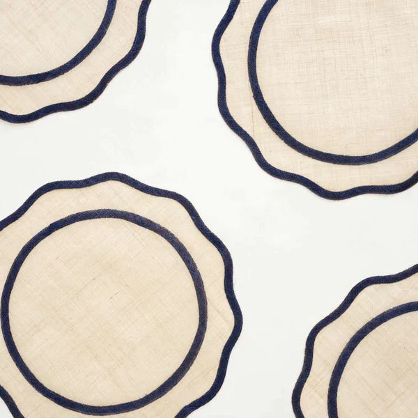 Scalloped Placemat Set of 4 | Navy Blue