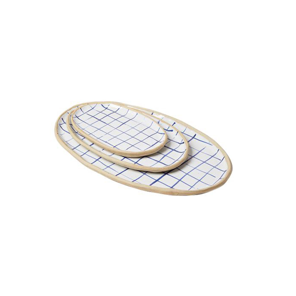Painted Oval Platter | Check