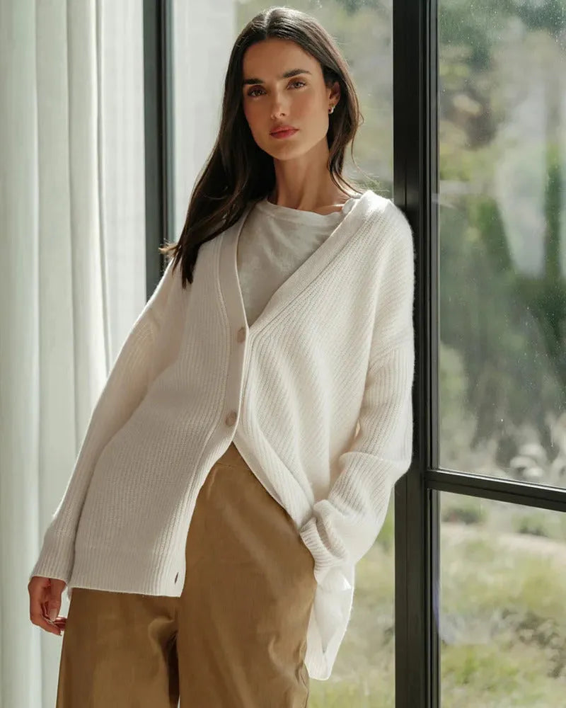 Oversized Longline Knit Cardigan with Button Front