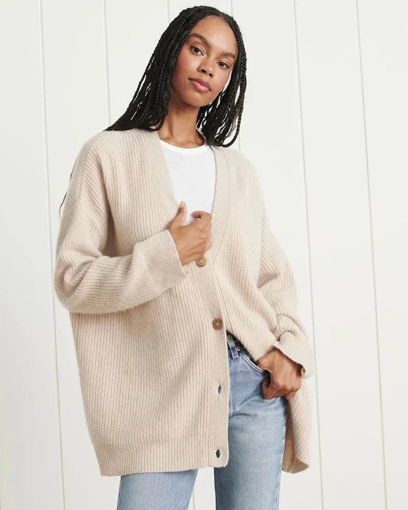 Oversized Longline Knit Cardigan with Button Front