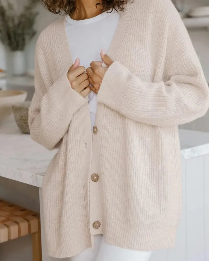 Oversized Longline Knit Cardigan with Button Front