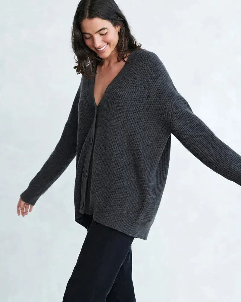 Oversized Longline Knit Cardigan with Button Front