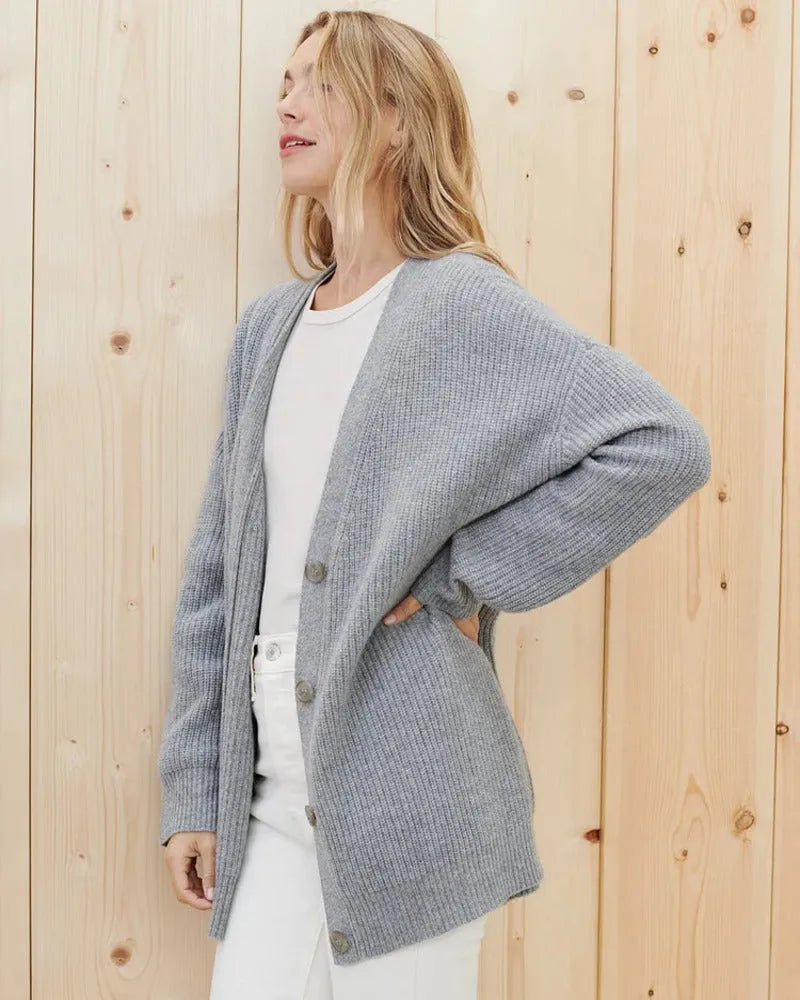 Oversized Longline Knit Cardigan with Button Front