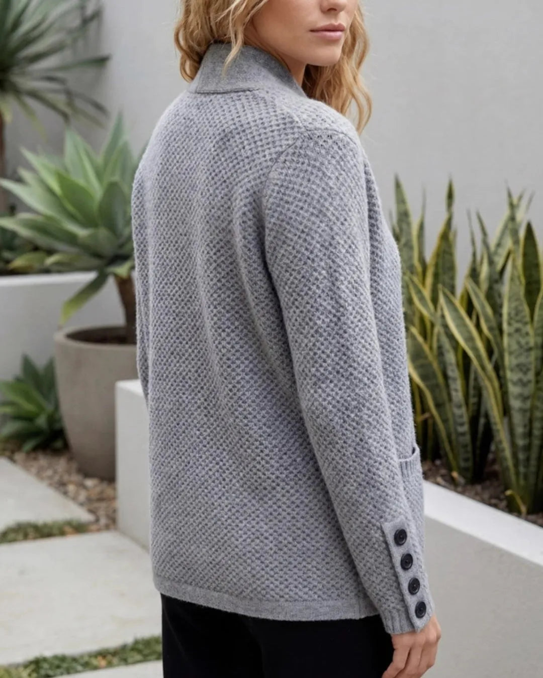 Relaxed Knit Cardigan with Button Front and Pockets