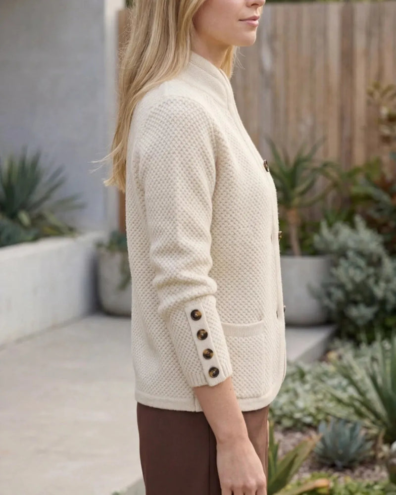 Relaxed Knit Cardigan with Button Front and Pockets
