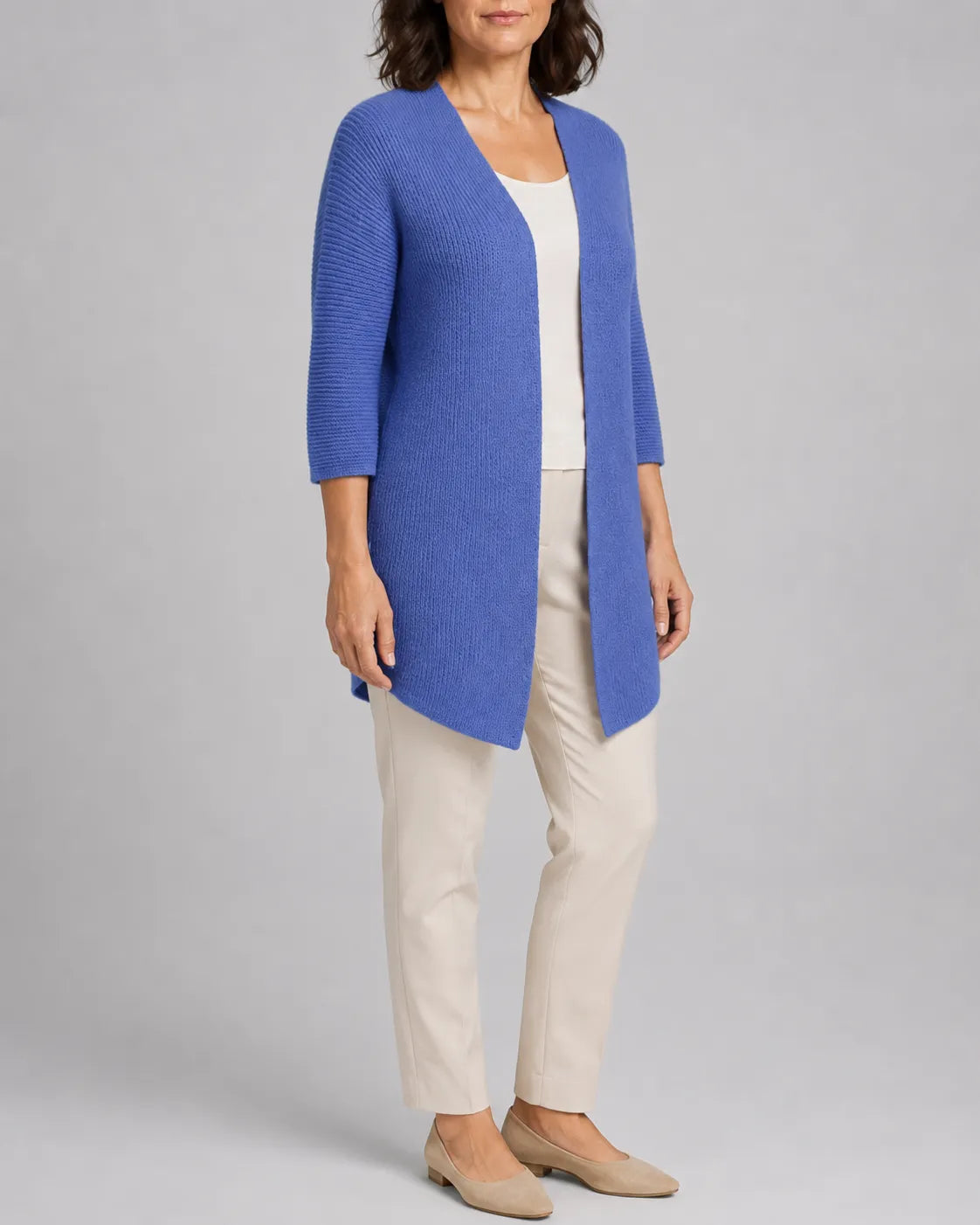 Relaxed Ribbed Knit Cardigan with Open Front