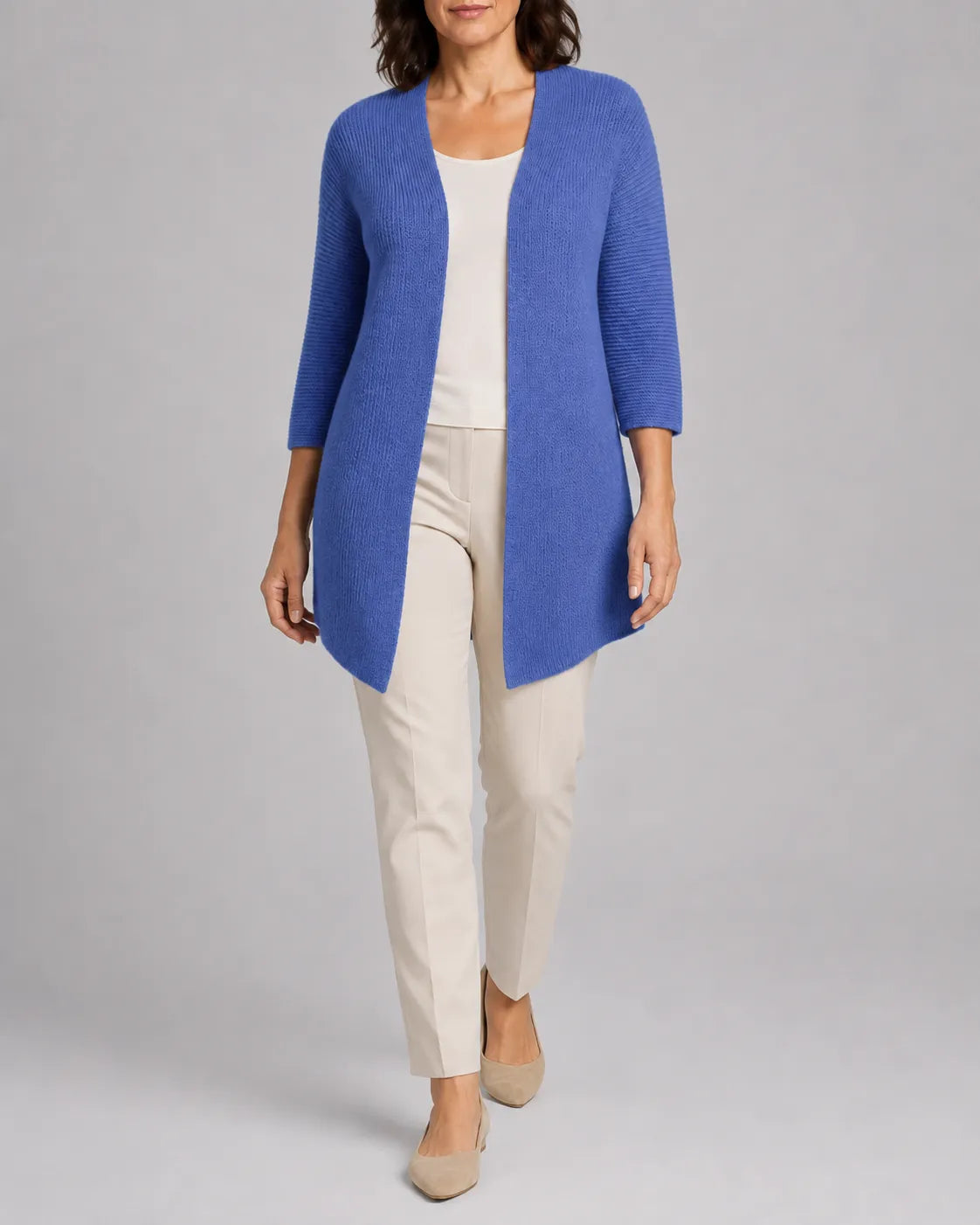Relaxed Ribbed Knit Cardigan with Open Front