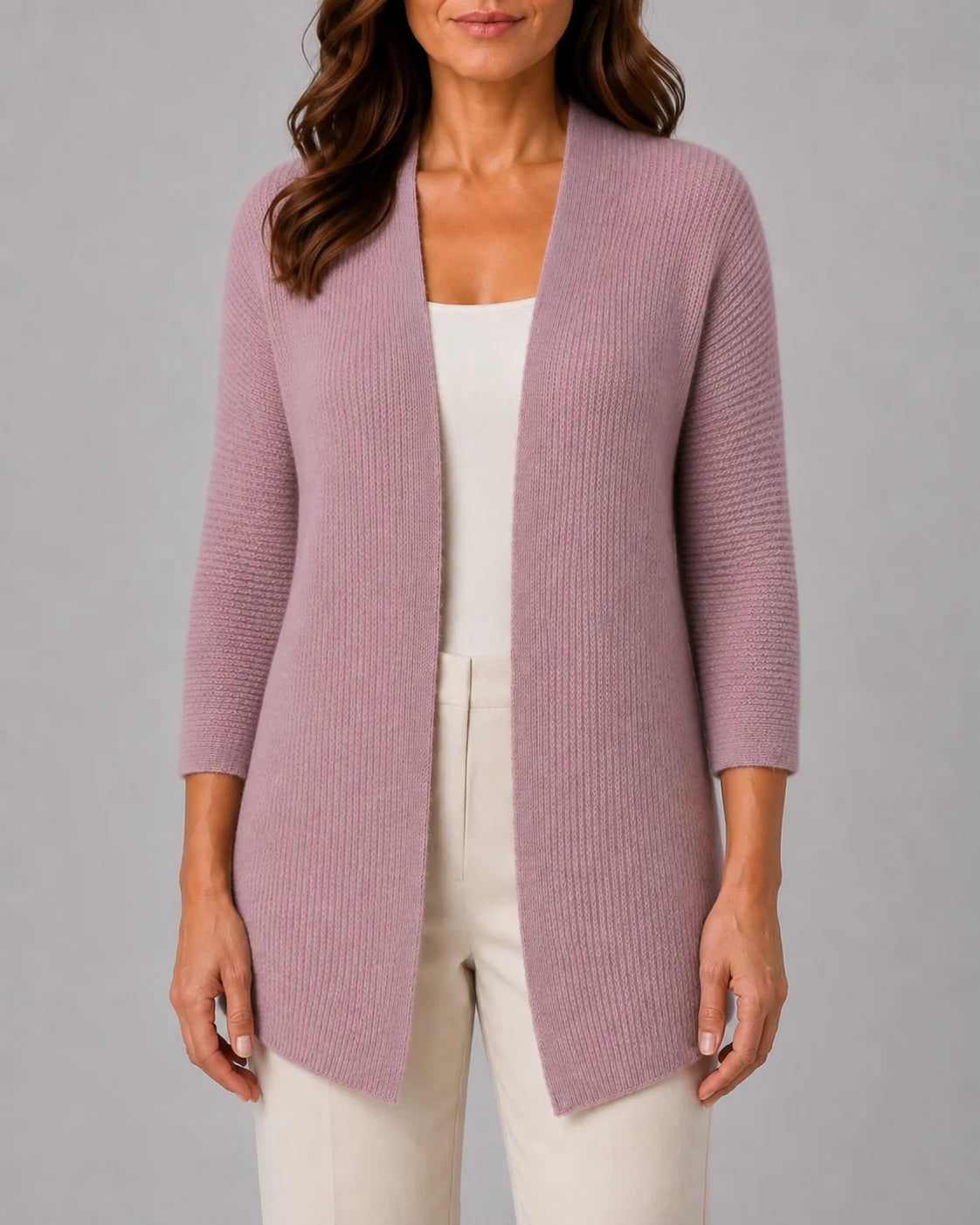 Relaxed Ribbed Knit Cardigan with Open Front