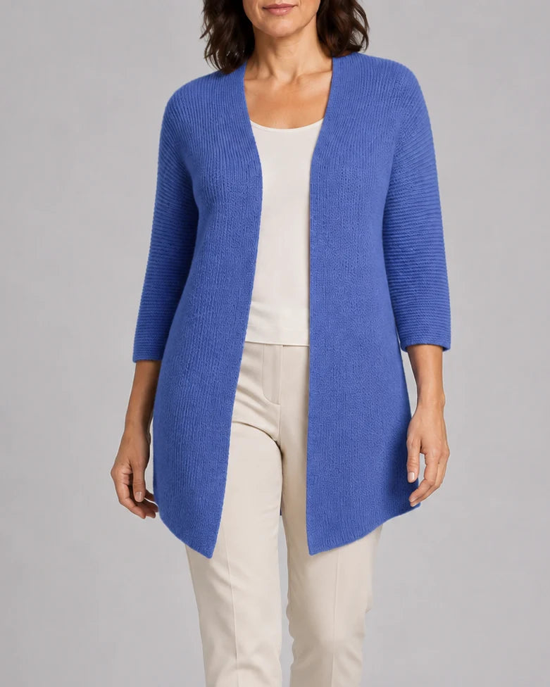 Relaxed Ribbed Knit Cardigan with Open Front