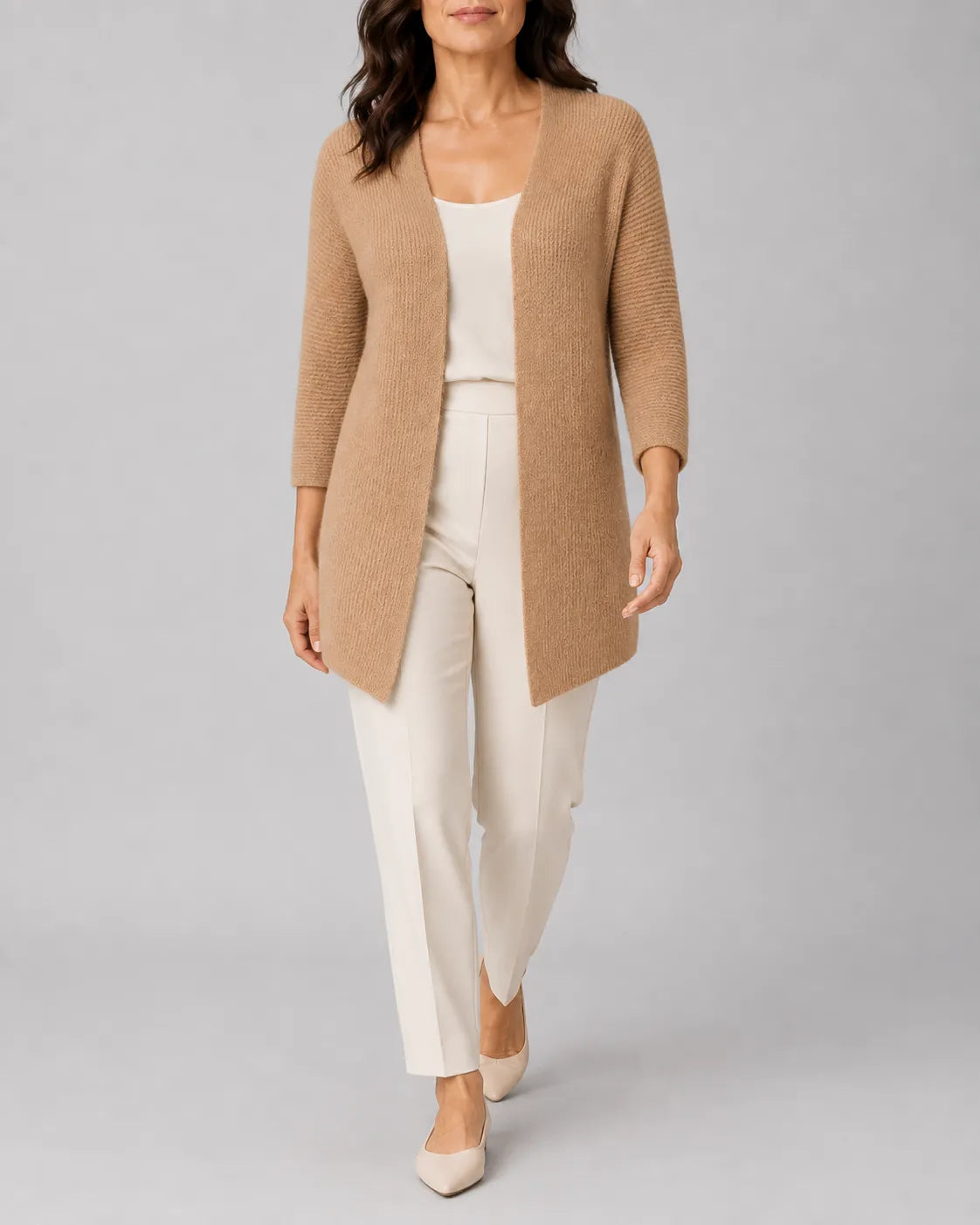 Relaxed Ribbed Knit Cardigan with Open Front