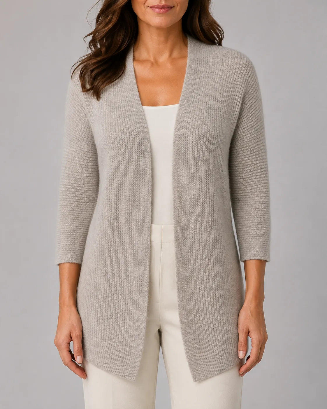 Relaxed Ribbed Knit Cardigan with Open Front
