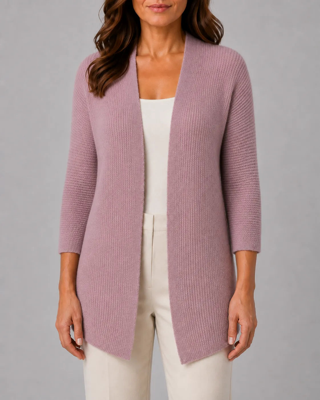 Relaxed Ribbed Knit Cardigan with Open Front