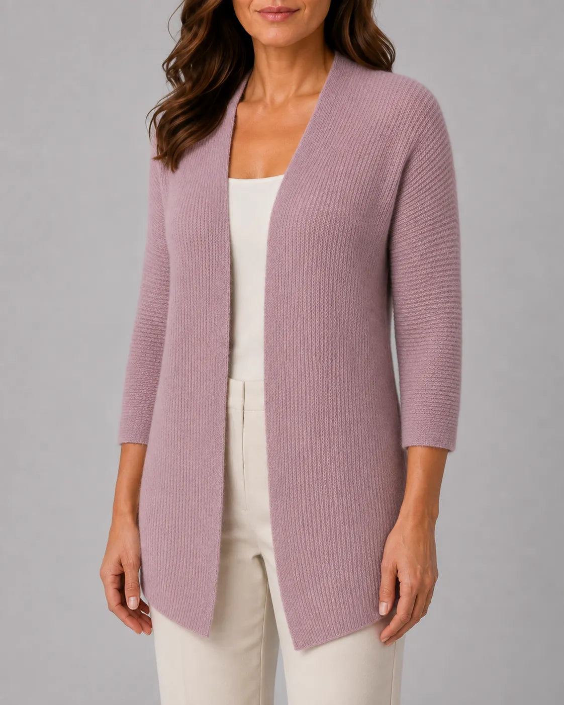 Relaxed Ribbed Knit Cardigan with Open Front