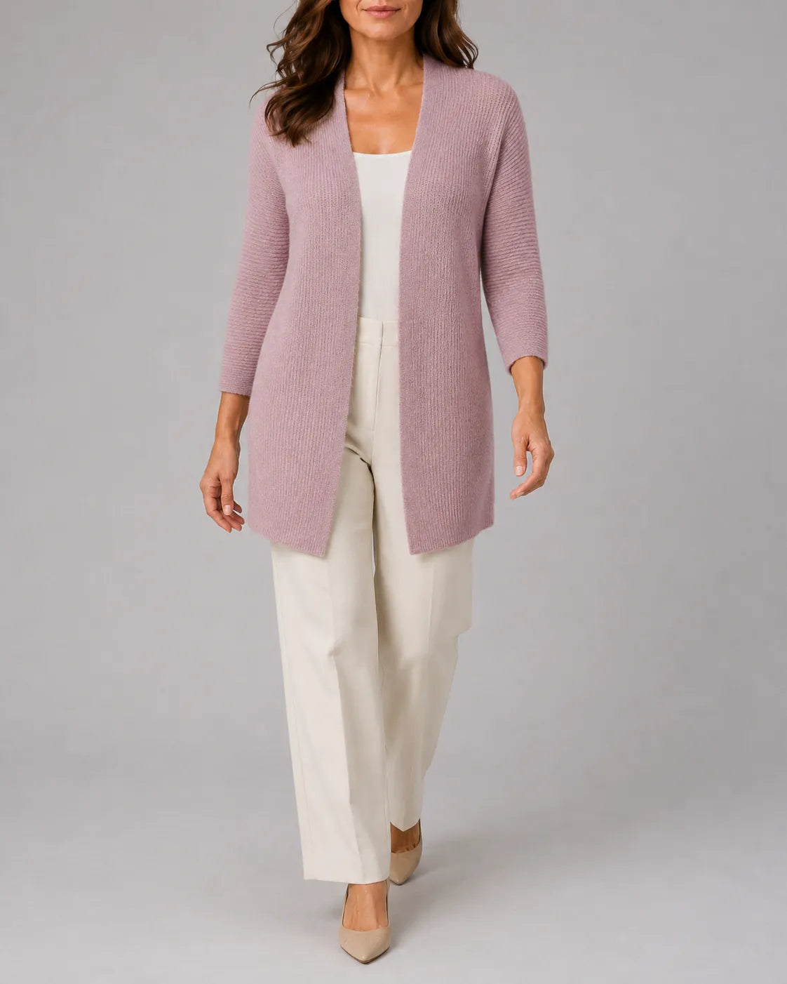 Relaxed Ribbed Knit Cardigan with Open Front