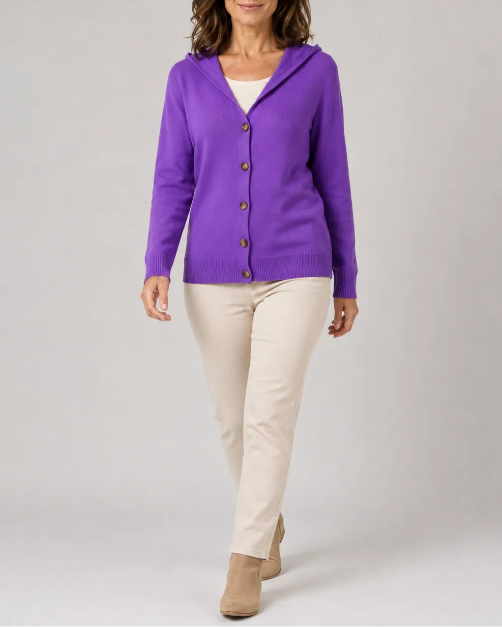 Soft Knit Relaxed Button Front Cardigan