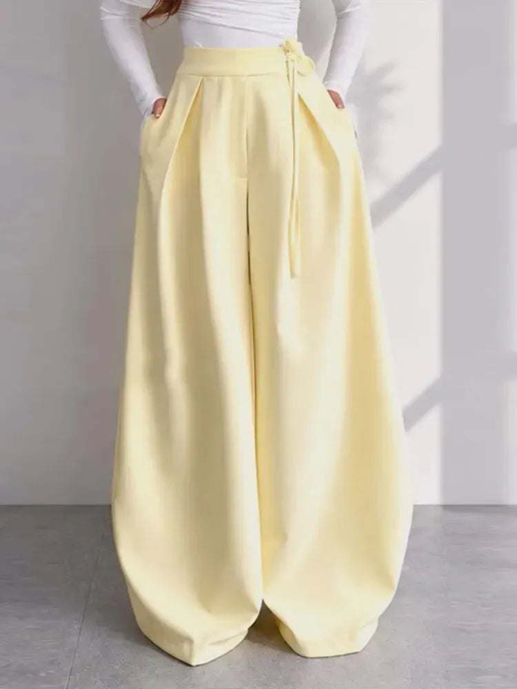 Solid V-Neck Long Sleeve Wide-Leg Pant Set Formal | Saffron Collection