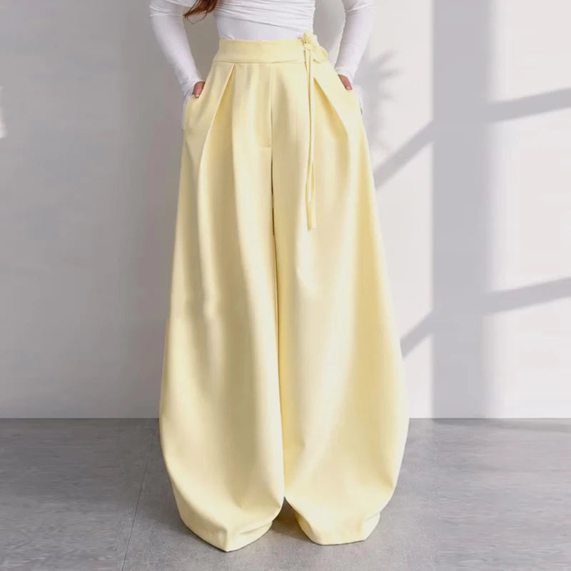 Solid V-Neck Long Sleeve Wide-Leg Pant Set Formal | Saffron Collection