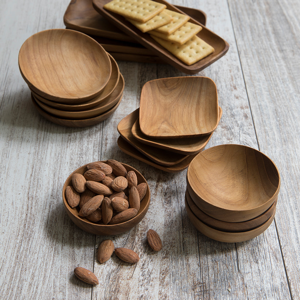 Teak Pinch Bowls Set of 4