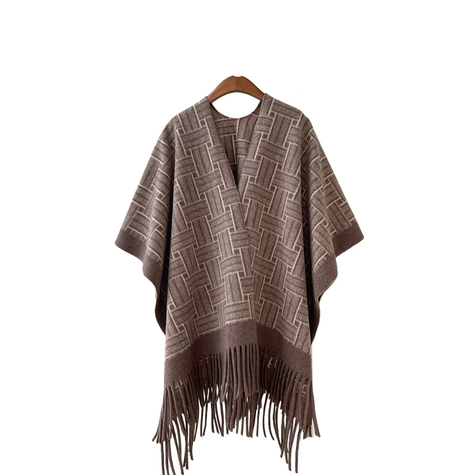 Tassel Trim Open Front Cape Shawl Wrap | Aurelia Collection
