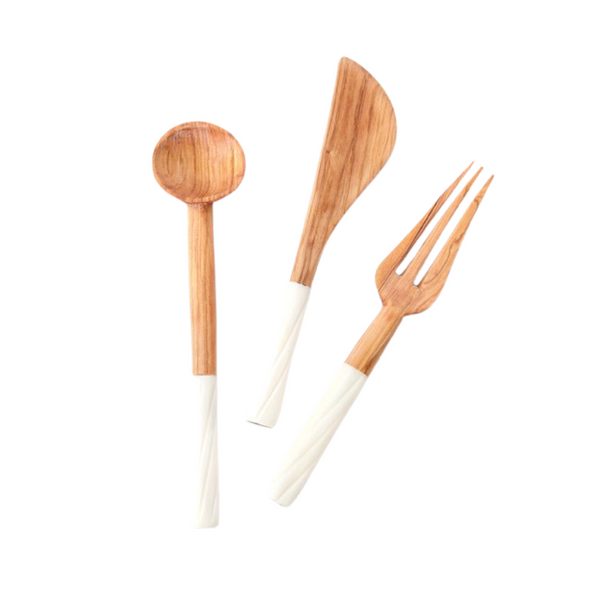 Antelope Antler Wood Serving Utensils Set