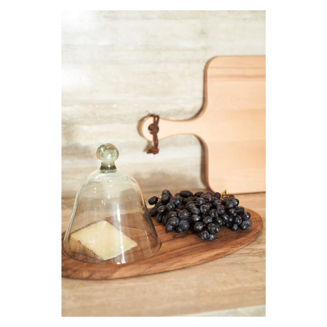 Glass Dome with Cheese Board
