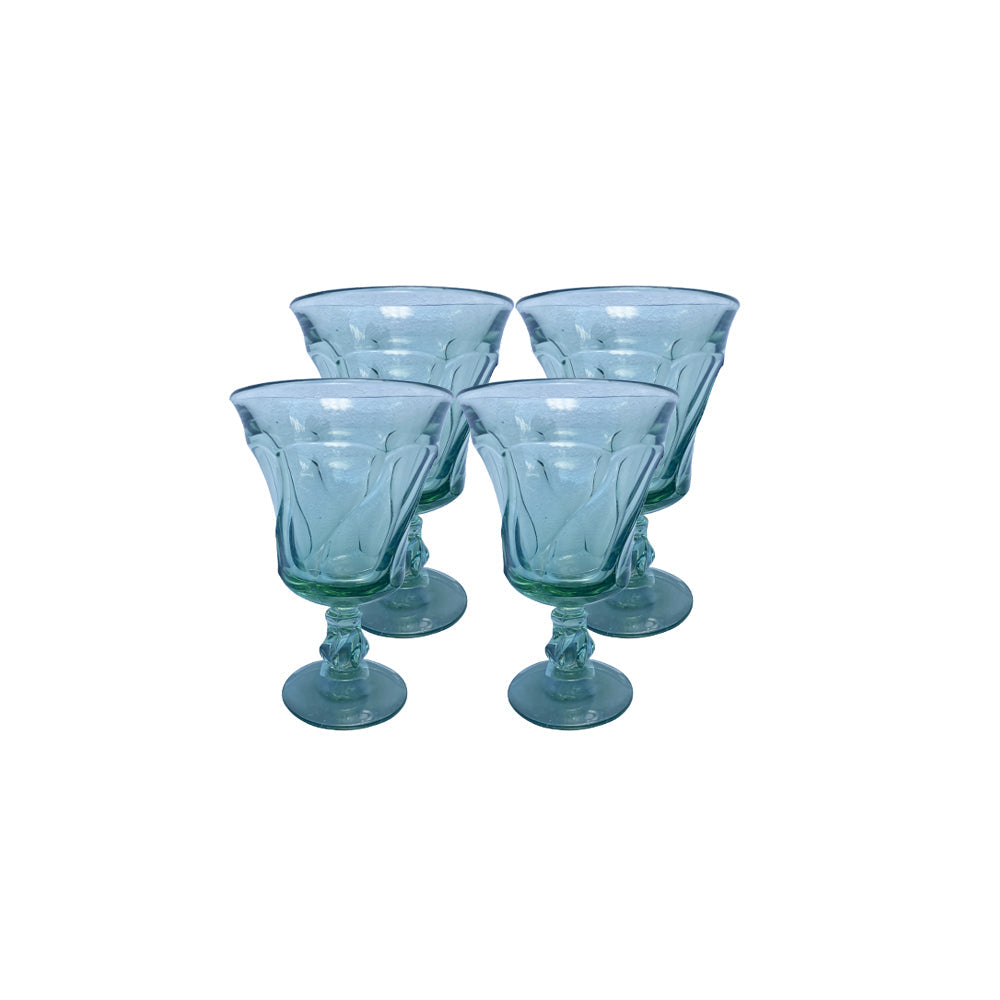 Mrs. Finds Vintage Green Wave One-of-a-kind Glass Set of 4