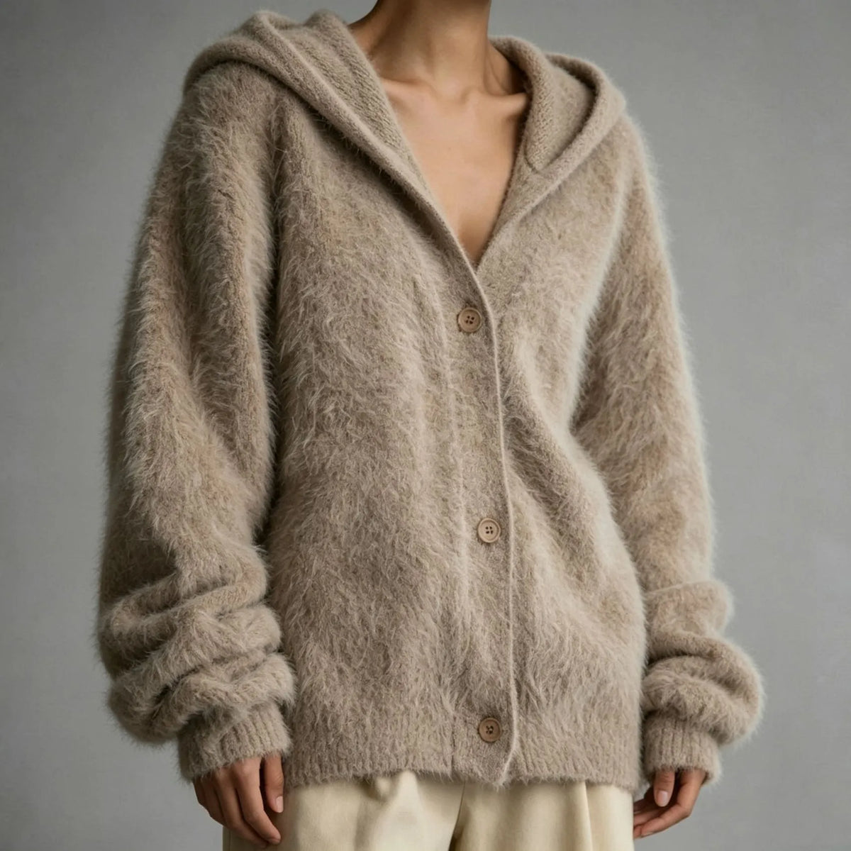 Women's Faux Mink Hooded Cardigan | Casual Loose Autumn Sweater
