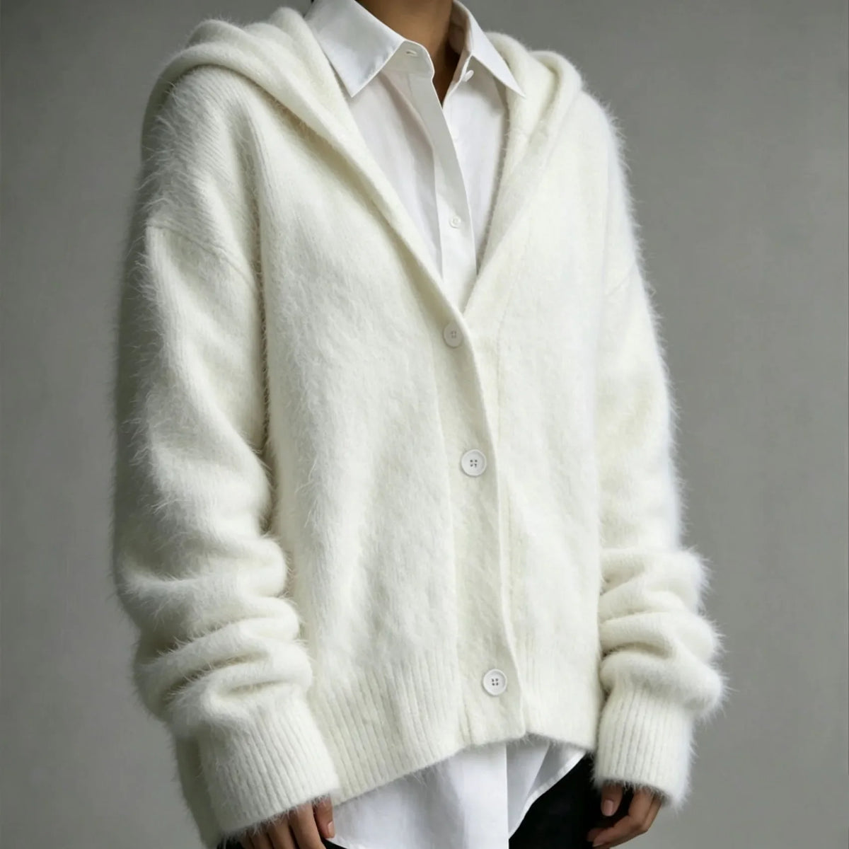 Women's Faux Mink Hooded Cardigan | Casual Loose Autumn Sweater
