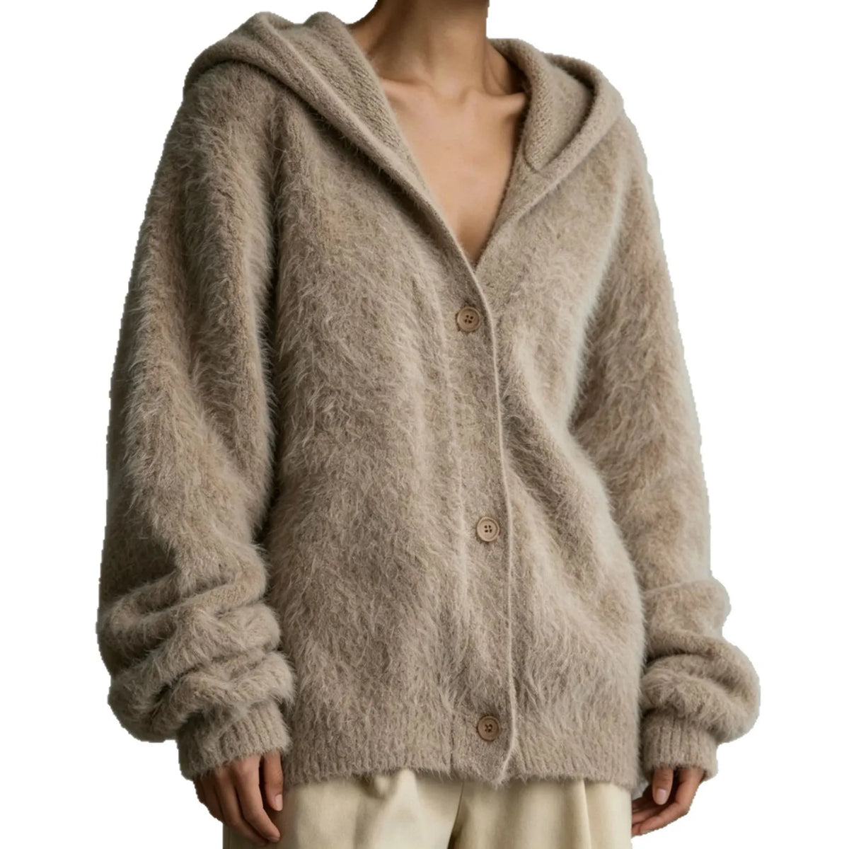 Women's Faux Mink Hooded Cardigan | Casual Loose Autumn Sweater