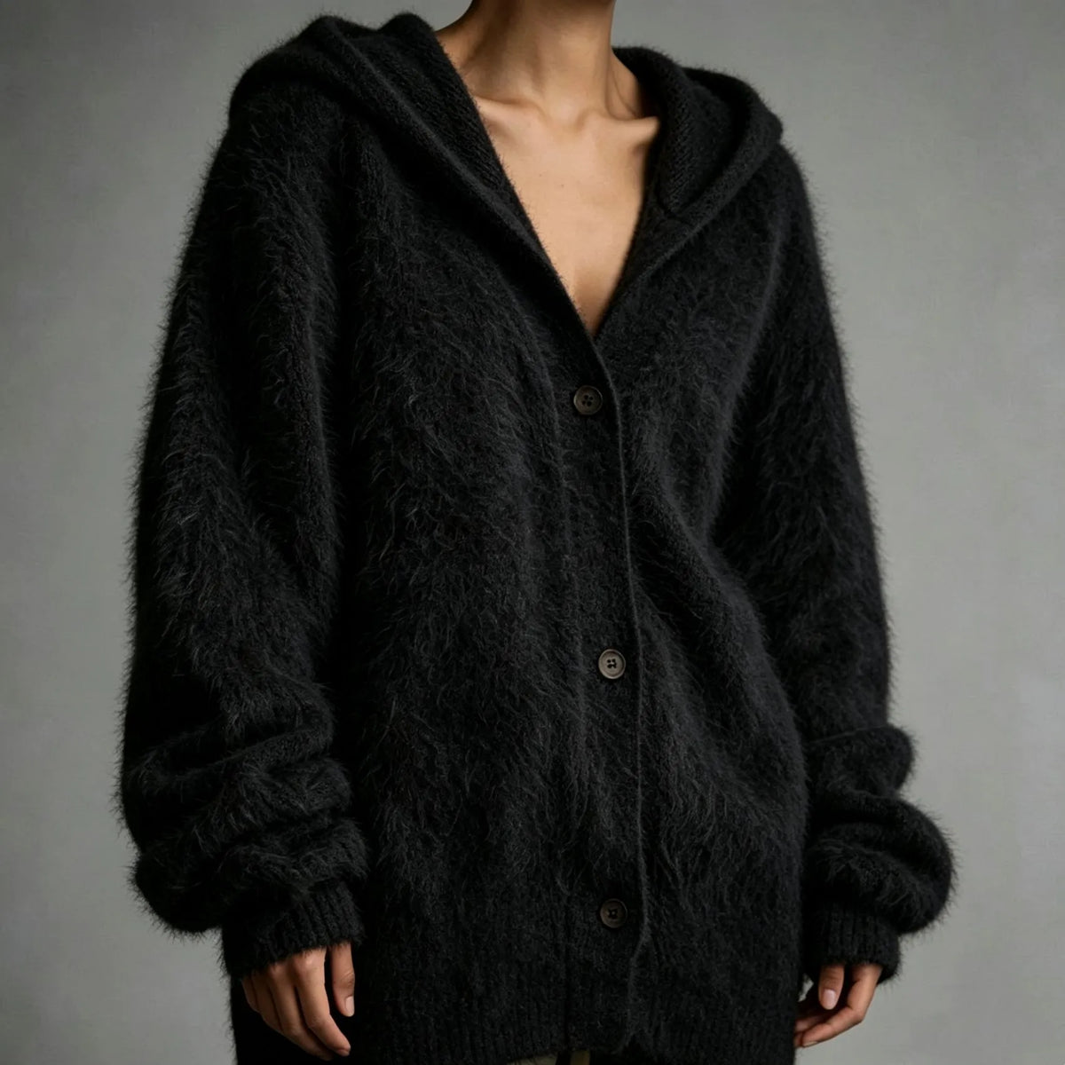 Women's Faux Mink Hooded Cardigan | Casual Loose Autumn Sweater
