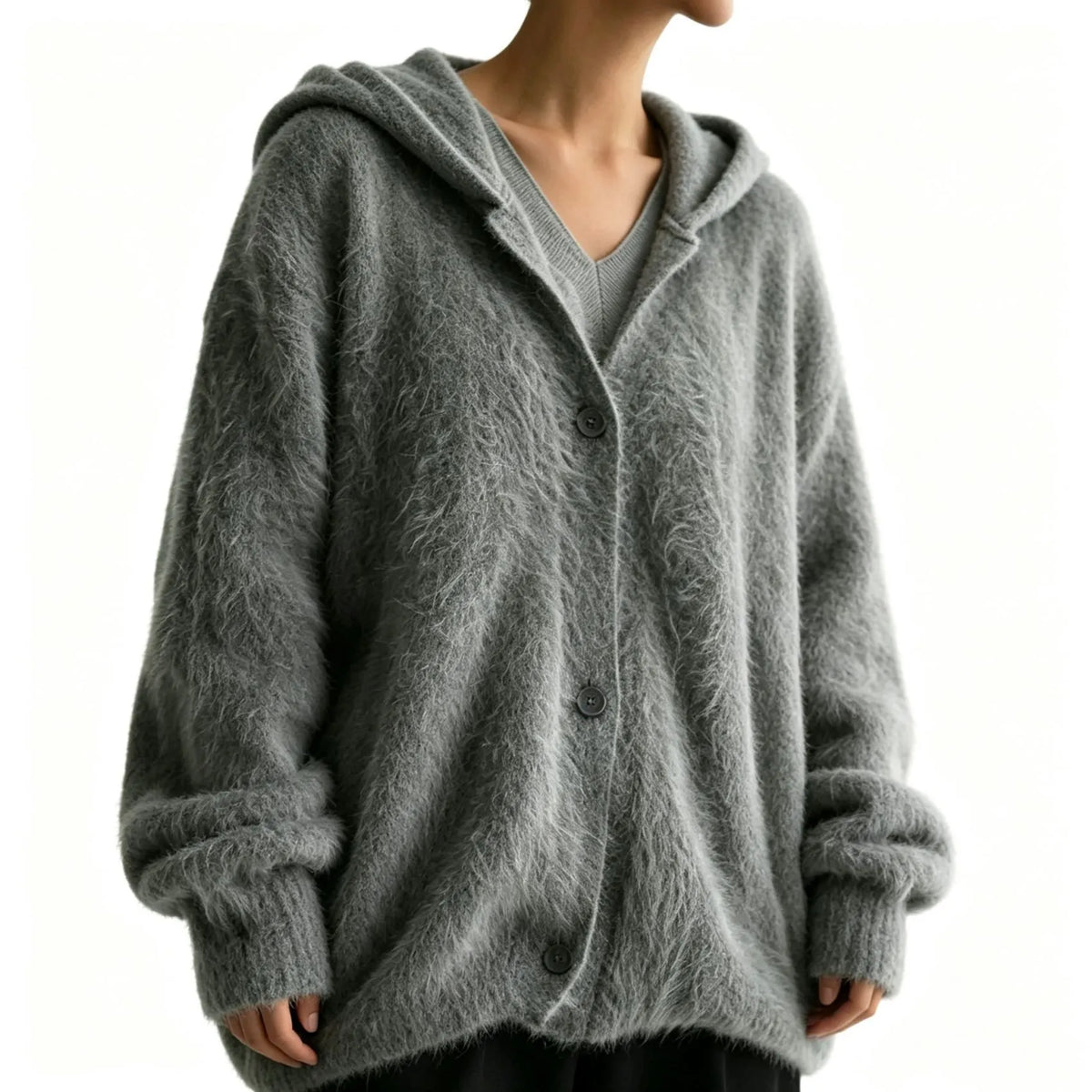 Women's Faux Mink Hooded Cardigan | Casual Loose Autumn Sweater