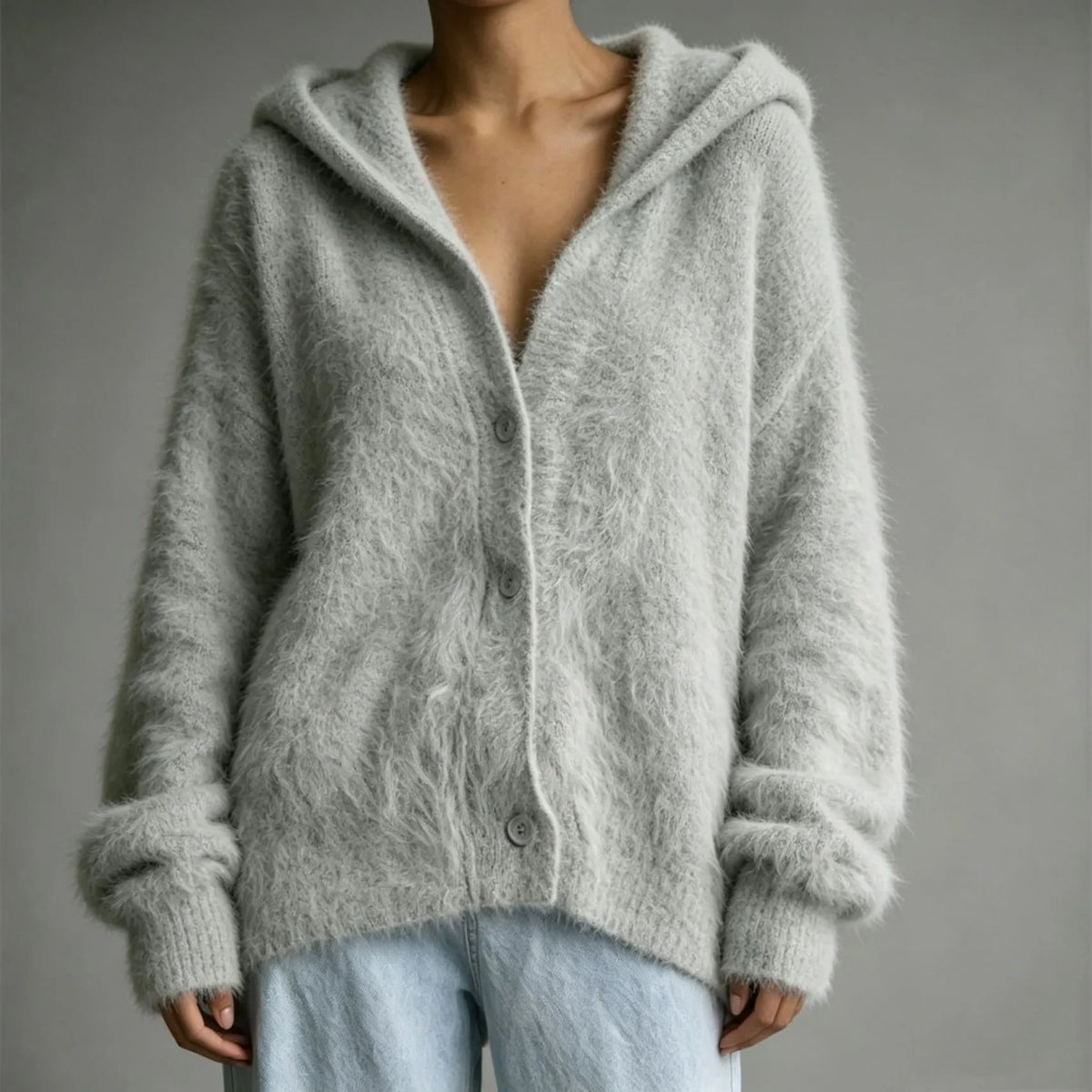 Women's Faux Mink Hooded Cardigan | Casual Loose Autumn Sweater